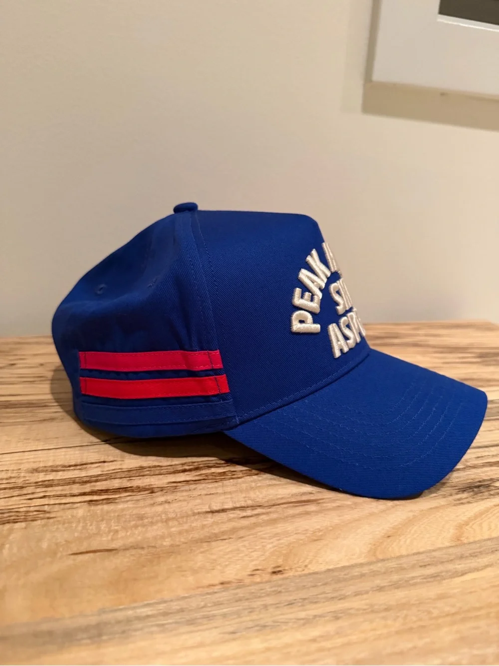 Anthropologie Peak Happy Ski Aspen Blue Cap with Red Accents